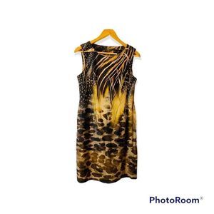 Connected Apparel jungle print sleeveless midi dress